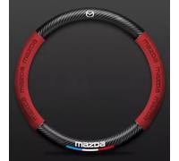 TBMAKE Couvre-Volant de Voiture, pour Mazda CX-3 CX 3 CX3 2015-2020 2021 2022,Accessoires antidérapants automatiques de Volant en Silicone en Fiber de Carbone,Red