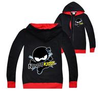 TBNRFrags Sweat à capuche Ninja Kidz pour garçons avec fermeture éclair et imprimé dessin animé en coton, Noir , 7-8 ans