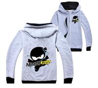 TBNRFrags Sweat à capuche Ninja Kidz pour garçons avec fermeture éclair et imprimé dessin animé en coton, gris, 5-6 ans