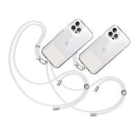 TBOC 2X Cordon Universel pour Mobile [Blanc] avec Patch de Fixation [Blanc Ice] et Sangle de Suspension Amovible Réglable et Résistante Compatible avec Toutes les Marques Téléphone Mode Accessoires