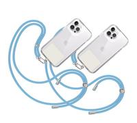 TBOC 2X Cordon Universel pour Mobile [Bleu Clair] avec Patch de Fixation [Blanc Ice] et Sangle de Suspension Amovible Réglable Résistante Compatible avec Toutes les Marques Téléphone Mode Accessoires