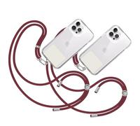 TBOC 2X Cordon Universel pour Mobile [Bordeaux] avec Patch de Fixation [Blanc Ice] et Sangle de Suspension Amovible Réglable et Résistante Compatible avec Toutes les Marques Téléphone Mode Accessoires