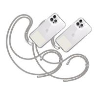 TBOC 2X Cordon Universel pour Mobile [Gris] avec Patch de Fixation [Blanc Ice] et Sangle de Suspension Amovible Réglable et Résistante Compatible avec Toutes les Marques Téléphone Mode Accessoires