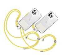 TBOC 2X Cordon Universel pour Mobile [Jaune] avec Patch de Fixation [Blanc Ice] et Sangle de Suspension Amovible Réglable et Résistante Compatible avec Toutes les Marques Téléphone Mode Accessoires