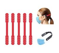 TBOC Extensions de Sangle de Masque - [Pack 5 Unités] Crochet Antidérapant [Rouge] Boucles de Suspension Fixateur Bande Régable en Silicone Durable pour Prévention des Maux Oreilles et Visage