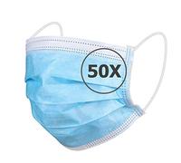 TBOC Masque Hygiénique Jetable - [Pack 50 Unités] Masque [Bleu]Polypropylène à 3 Couches Léger Souple et Respirant Pince à Nez Protection Faciale Haute Filtration Non Réutilisable Résistant