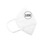 TBOC Masques FFP2 - [Pack 10 Unités] Masques Jetables [Blanc] 5 Couches [Non Réutilisable] Pliable Respirant avec Pince-Nez [Certifié et Approuvé CE 2163] Qualité Premium