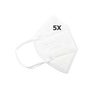 TBOC Masques FFP2 - [Pack 5 Unités] Masques Jetables [Blanc] 5 Couches [Non Réutilisable] Pliable Respirant avec Pince-Nez [Certifié et Approuvé CE 2163] Qualité Premium