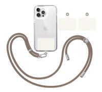 TBOC Pack: Cordon Collier Laniere Portable Universel [Brun] + 2 [Patchs de Fixation Blanc Ice] Sangle de Suspension Amovible Réglable Résistante Compatible avec Toutes Les Marques de Smartphones