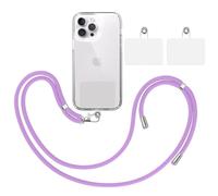 TBOC Pack: Cordon Universel pour Mobile [Mauve] + 2 Patchs de Fixation Supplémentaires et Sangle de Suspension Amovible Réglable et Résistante Compatible avec Toutes les Marques de Téléphone