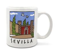 TBOC Tasse Petit Déjeuner des Porcelaine [Alcázar] Mug Souvenir Séville Andalousie Espagne | Idee Cadeau Original Personnalisé pour Papa Maman Professeur Ami Mug Café Fete Ville Moderne