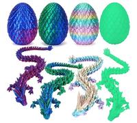 Lot de 4 œufs de dragon imprimés 3D - Œufs de dragon de Pâques de 30,5 cm - Imprimante 3D en cristal - Cadeaux de Pâques pour enfants, œufs de Pâques préremplis contenant des jouets de dragon (4