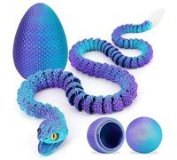 TBOLINE Œufs de serpent imprimés en 3D, œuf de Pâques rempli de jouet, essentiels du panier pour enfants, garçons et filles, jouets flexibles articulés imprimés en 3D (dégradé cyan à violet)