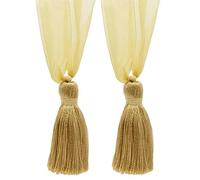 TBORGNZ4 Lot de 2 embrasses de rideaux en ruban en organza avec pompons Longueur 10 cm, largeur 61 cm