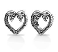TBOSEN 1 Ppaire de Coeur en Acier Inoxydable Squelette Démon vis Boucles D'oreilles Corne Tunnel Jauge Expanseur Piercing Cadeau de Mode