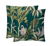 TBOUOBT Lot de 2 Housses de Coussin Lombaire, décorations Douces et Confortables pour décor de Maison de Ferme,Cocotier Tropical Renard Singes Paresseux