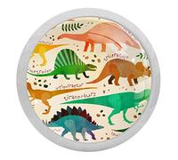 TBOUOBT Lot de 4 poignées d'armoires de cuisine, boutons de tiroir pour porte de meuble de placard moderne,Feuilles de dinosaures colorées