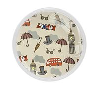 TBOUOBT Lot de 4 poignées d'armoires de cuisine, boutons de tiroir pour porte de meuble de placard moderne,Dessin animé Londres Big Ben Bus Parapluie