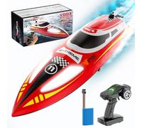 TBRICKFUNR Bateau RC haute vitesse pour adultes, bateau électrique 2,4 G 30 km/h avec lumières de navigation nocturne, distance RC de 150 m, temps d'utilisation de 30 minutes et charge USB, pour