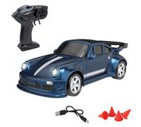 TBRICKFUNR Voiture de dérive RC à l'échelle 1:64, 2,4 G 4WD haute vitesse 15 km/h, mini voiture de course télécommandée avec lumières LED, câble de charge et barrière, modes double vitesse, cadeau
