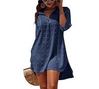 TBSCWYF Maillot de Bain pour Femme Cover-Ups Jacquard Blouse été Robe de Plage Robe T-Shirt Ample Beachwear Bikini Plage Vacances Chemise en Mousseline de Soie