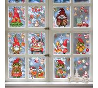 TBSCWYF Noël Stickers Fenêtre Autocollants Noël Grand Arbre de Noël Père Noël Elan Decoration Noel Interieur Stickers Noel Vitre Réutilisables Double Face Statique PVC Autocollant Fenetre