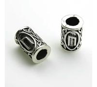 TBSKUY Lot de 10 perles d'espacement en argent tibétain, style nordique viking, pour tresses, barbes, dreadlocks, fabrication de bijoux, 11 à 9 x 13 mm, trou de 4,5 mm