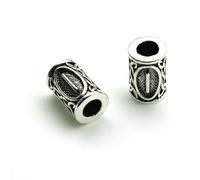 TBSKUY Lot de 10 perles d'espacement en argent tibétain, style nordique viking, pour tresses, barbes, dreadlocks, fabrication de bijoux, 15-9 x 13 mm, trou de 4,5 mm