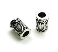 TBSKUY Lot de 10 perles d'espacement en argent tibétain, style nordique viking, pour tresses, barbes, dreadlocks, fabrication de bijoux, trou de 4,5 mm, 9 x 13 mm