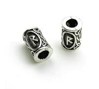 TBSKUY Lot de 10 perles d'espacement en argent tibétain, style nordique viking, pour tresses, barbes, dreadlocks, fabrication de bijoux, 21-9 x 13 mm, trou de 4,5 mm