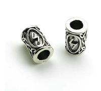 TBSKUY Lot de 10 perles d'espacement en argent tibétain, style nordique viking, pour tresses, barbes, dreadlocks, fabrication de bijoux, 20-9 x 13 mm, trou de 4,5 mm