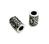TBSKUY Lot de 10 perles d'espacement en argent tibétain, style nordique viking, pour tresses, barbes, dreadlocks, fabrication de bijoux, 9 x 13 mm, trou de 4,5 mm