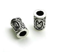 TBSKUY Lot de 10 perles d'espacement en argent tibétain, style nordique viking, pour tresses, barbes, dreadlocks, fabrication de bijoux, 9 x 13 mm, trou de 4,5 mm