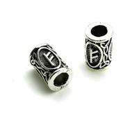 TBSKUY Lot de 10 perles d'espacement en argent tibétain, style nordique viking, pour tresses, barbes, dreadlocks, fabrication de bijoux, trou de 4,5 mm, 9 x 13 mm