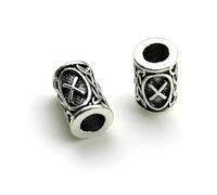 TBSKUY Lot de 10 perles d'espacement en argent tibétain, style nordique viking, pour tresses, barbes, dreadlocks, fabrication de bijoux, 9 x 13 mm, trou de 4,5 mm