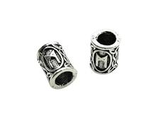 TBSKUY Lot de 10 perles d'espacement en argent tibétain, style nordique viking, pour tresses, barbes, dreadlocks, fabrication de bijoux, 22 à 9 x 13 mm, trou de 4,5 mm