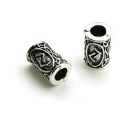 TBSKUY Lot de 10 perles d'espacement en argent tibétain, style nordique viking, pour tresses, barbes, dreadlocks, fabrication de bijoux, 9 x 13 mm, trou de 4,5 mm