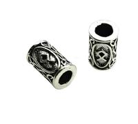 TBSKUY Lot de 10 perles d'espacement en argent tibétain, style nordique viking, pour tresses, barbes, dreadlocks, fabrication de bijoux, 23-9 x 13 mm, trou de 4,5 mm