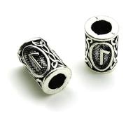 TBSKUY Lot de 10 perles d'espacement en argent tibétain, style nordique viking, pour tresses, barbes, dreadlocks, fabrication de bijoux, 12 à 9 x 13 mm, trou de 4,5 mm