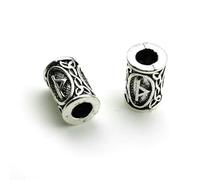 TBSKUY Lot de 10 perles d'espacement en argent tibétain, style nordique viking, pour tresses, barbes, dreadlocks, fabrication de bijoux, 17 à 9 x 13 mm, trou de 4,5 mm