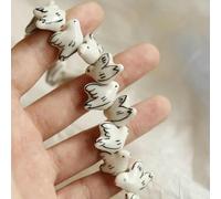 TBSKUY Lot de 10 perles en céramique peintes à la main, motif colombe blanche, 18 x 12 mm, pour la fabrication de bijoux, accessoires de bricolage, 18 x 12 mm