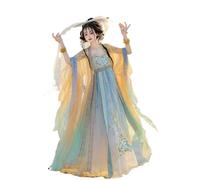 TBTROQXCT Hanfu - jupe Hezi de Style Tang for femmes, broderie lourde, avec manches cassées et grand ensemble complet, semblable à une fée, nouvelle collection été(Wisteria,XL)