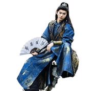 TBTROQXCT Hanfu vêtements for hommes authentique Original nouveau Style de la dynastie Tang Robe à col rond chinois Ming or vêtements d'extérieur jeunesse Costume ancienCostume de dynastie(Blue,L)
