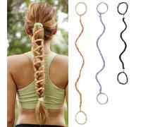 TBUKEOM Lot de 3 élastiques colorés en spirale pour femmes et filles, sans dommage, pour cheveux fins, longs et bouclés, élastiques tressés pour le sport (55,9 cm, 66 cm, 83,4 cm)