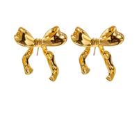 TBUQNZA Boucles d'oreilles en ruban doré, 1 paire, Bow Stud Earrings pour femmes et filles