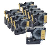 TBXwsofl 10 pièces 12mm D1 45013 40913 43613 45010 45108 45023 45024 Ruban d'étiquettes Compatible avec LabelManager 160 280 210D Fournitures d'imprimante(10PK Black on Gold)