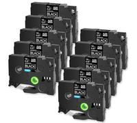 TBXwsofl 10pk 12 mm Blanc sur Un Bandeau Noir Compatible avec Les modèles d'imprimante Ruban laminé Standard Compatible avec Le numéro de pièce TZ TZE-335