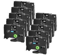 TBXwsofl 10PK AZE-335 12mm Blanc sur Noir Ruban d'étiquettes laminé Standard Compatible avec Les Fournitures d'imprimante TZe 335 TZ