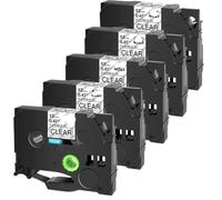TBXwsofl 12 mm 5pk Noir sur Clear Flexible ID Laminat tze-fx131 Tapis d'étiquette Compatible Noir sur la Cassette à Cartouche Claire Fonctionne avec des imprimantes d'étiquette