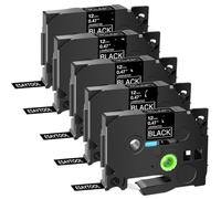 TBXwsofl 5 Pack Blanc sur Black Aze 335 Ruban d'étiquette Compatible Coulette laminée 12 mm x 8m Compatible avec TZE 335 Fonctionne avec PTD410 PTD610 PTE300 Imprimante